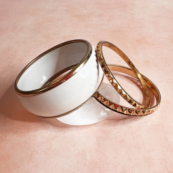 Gold and white bangle bracelet stacker bundle - Picture 3 of 5